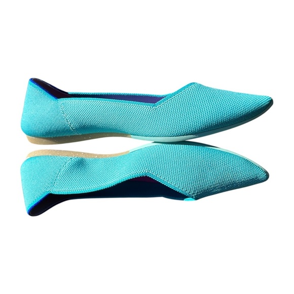 Rothy's Vibrant Teal Flats pointed toe size 10.5 EUC - Picture 2 of 8